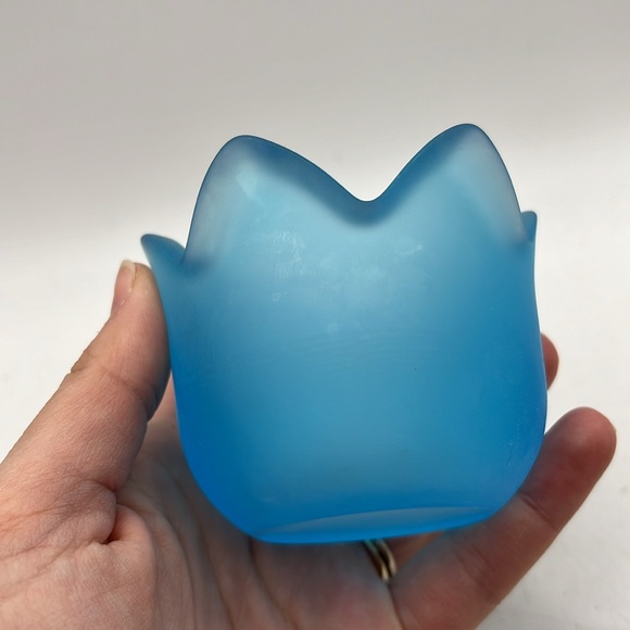 Vtg Iittala Tulip Frosted Glass Votive Tealight Candle Holder Collectible Blue - Picture 5 of 11